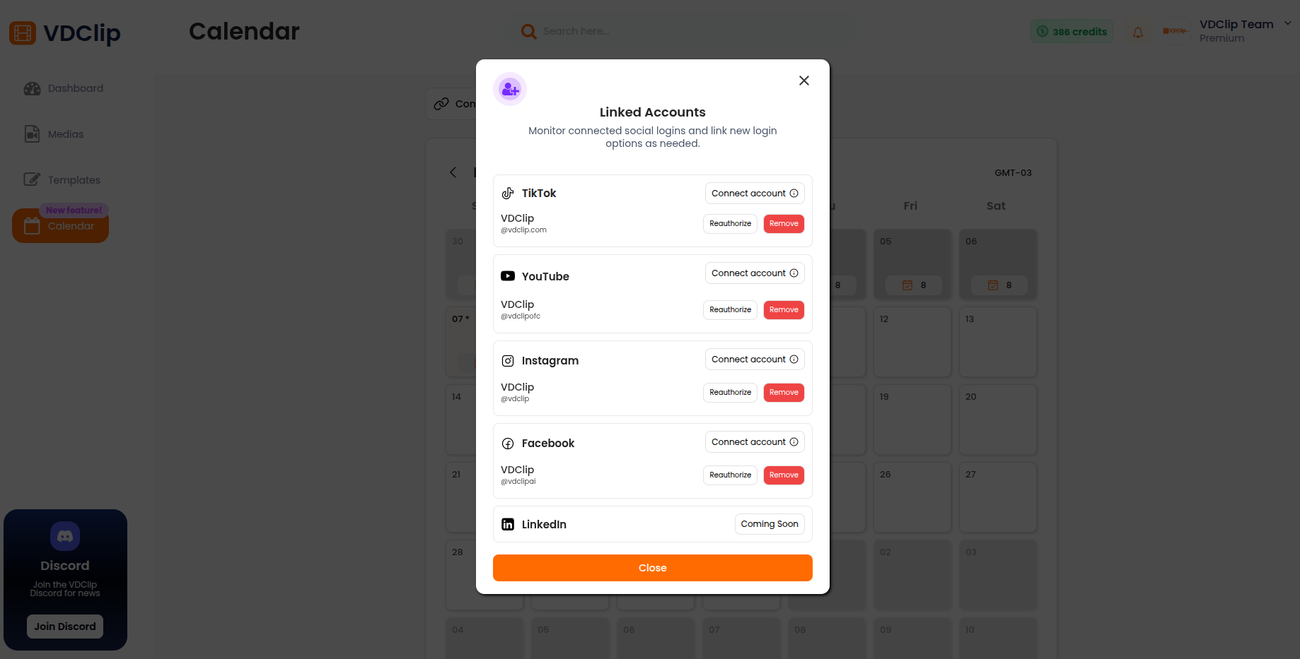 Popup showing TikTok connection option