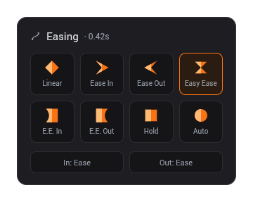 Easing card with After Effects style presets
