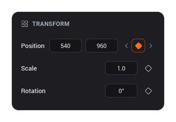 Keyframe diamond button in the Transform panel