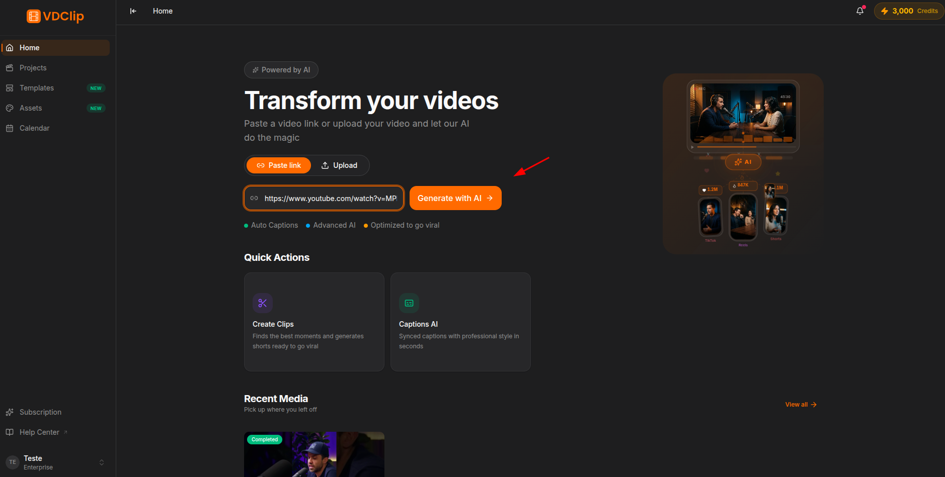Paste link input