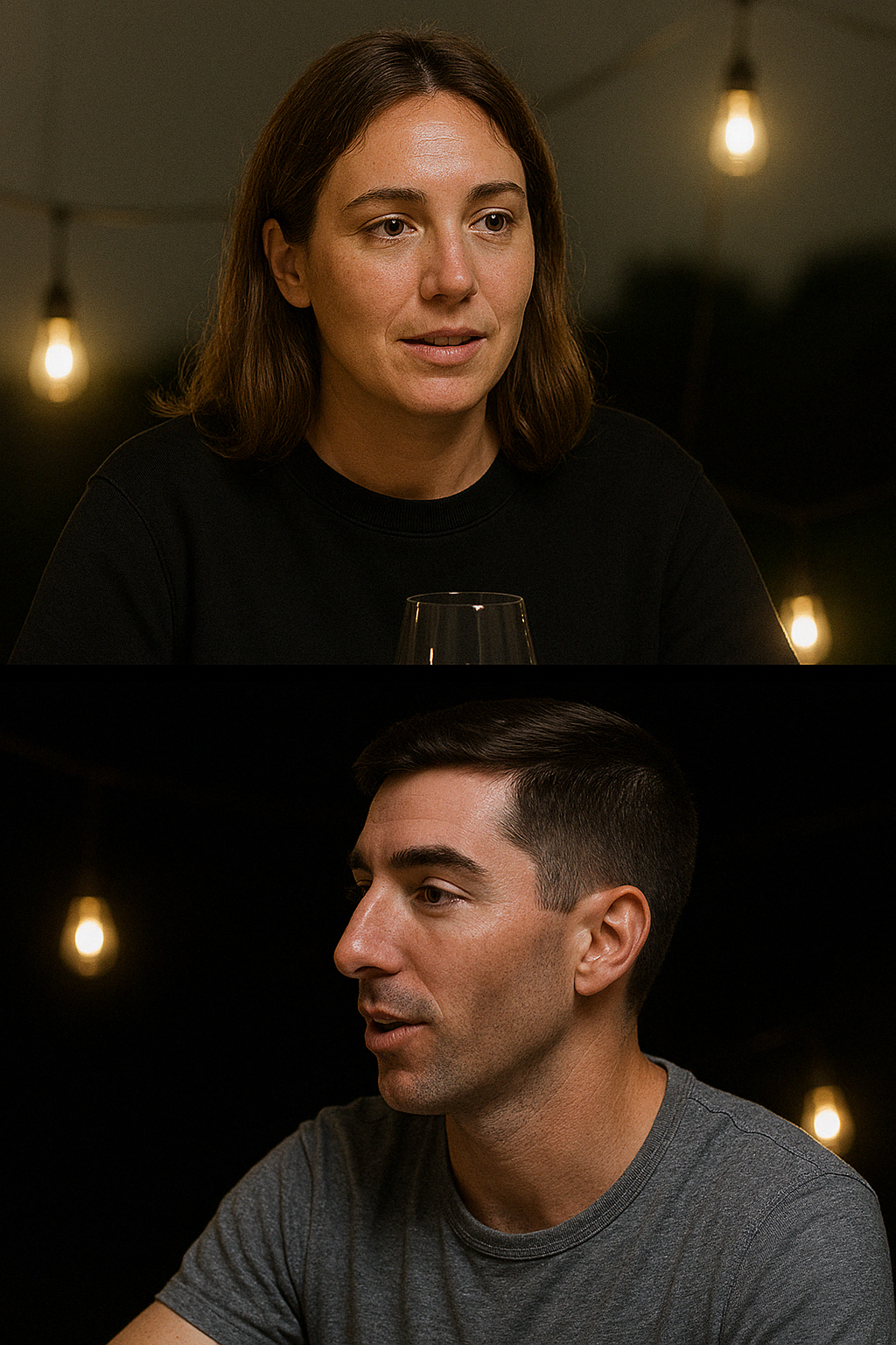 Split layout preview showing two sections for side-by-side content