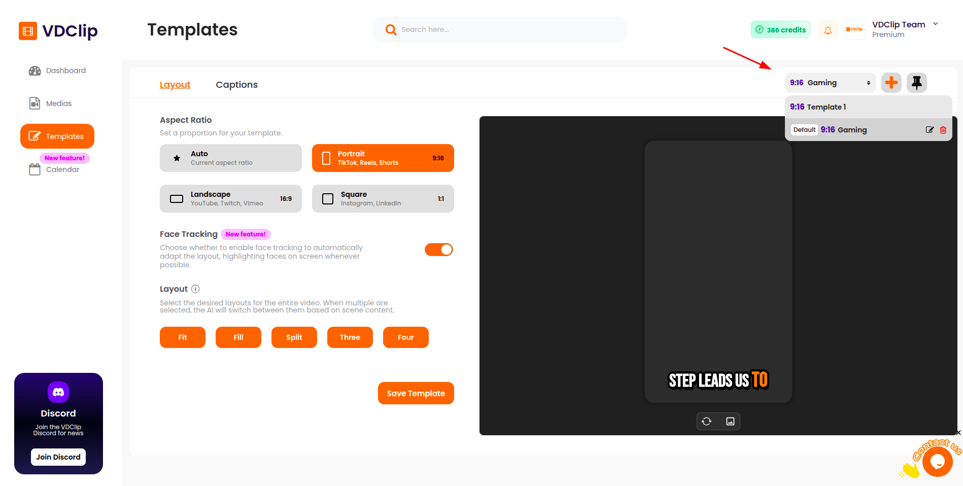 Screenshot showing the template library with all saved templates