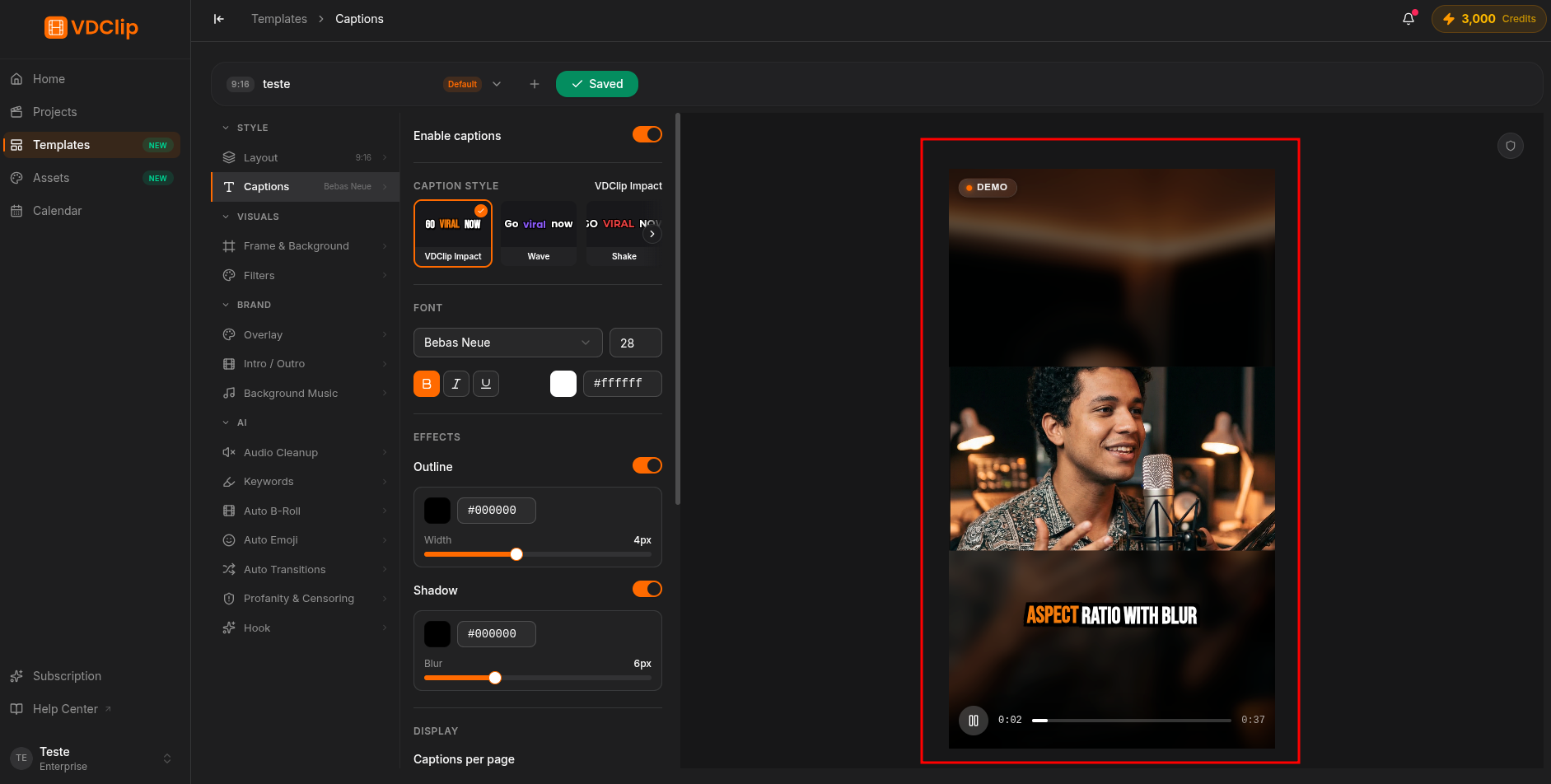 Template live preview